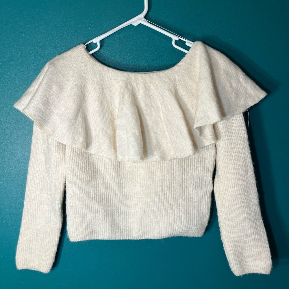 Elegant Cream Off-Shoulder Sweater